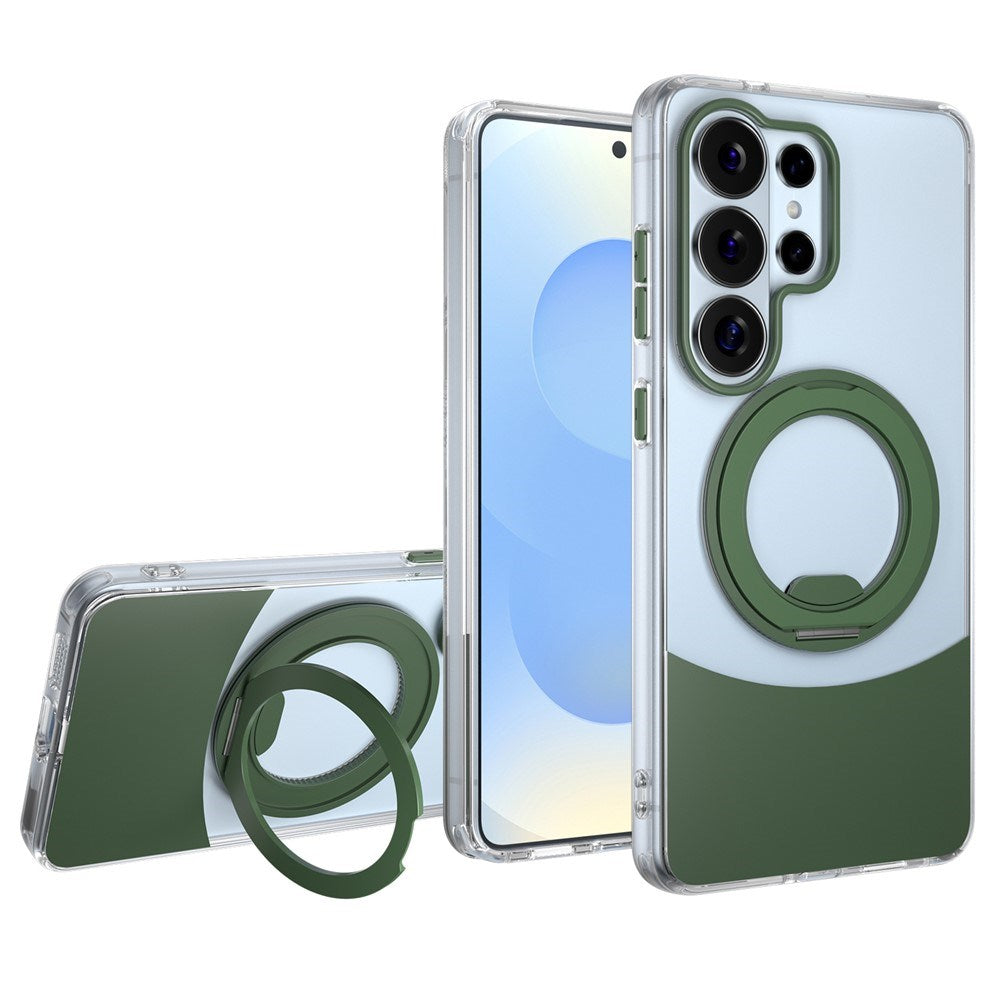 Samsung Galaxy S26 Ultra EIDERWOOD Hybrid Deksel med Stativfunksjon - MagSafe Kompatibel - Gjennomsiktig / Grønn