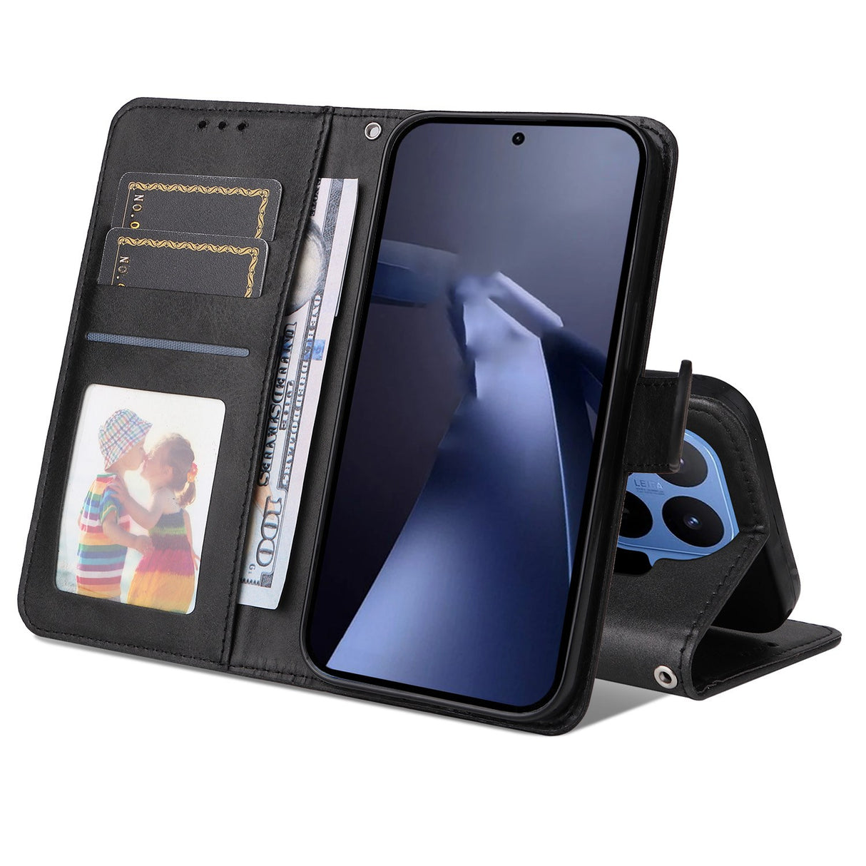 Xiaomi 17T Pro EIDERWOOD Kunstskinn Flip Deksel m. Stropp - Svart