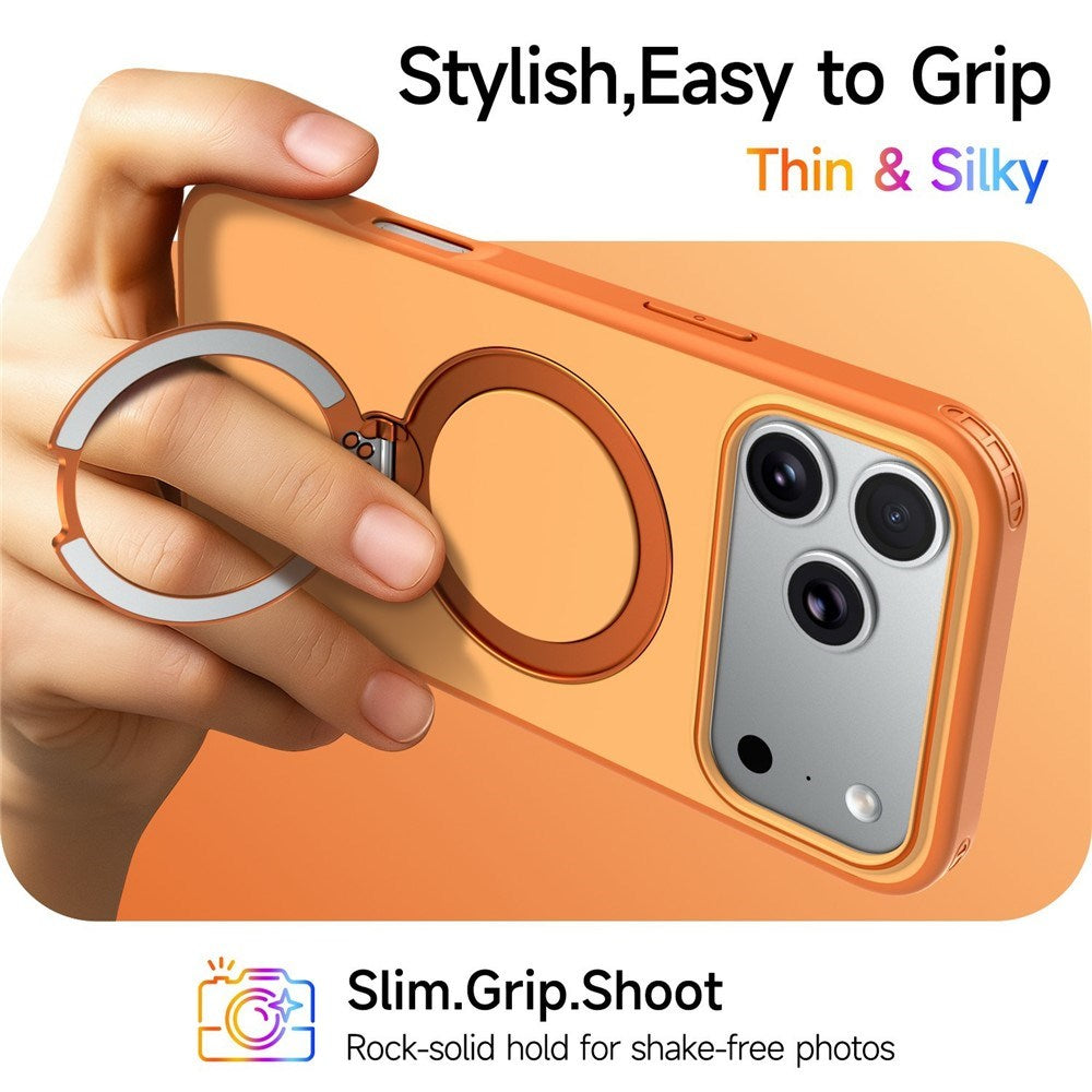iPhone 18 Pro / 17 Pro EIDERWOOD Hybrid Plast Deksel m. Roterende Kickstand - MagSafe Kompatibel - Oransje