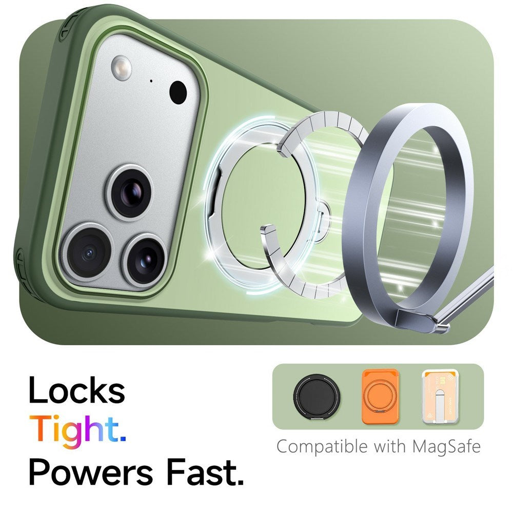 iPhone 18 Pro / 17 Pro EIDERWOOD Hybrid Plast Deksel m. Roterende Kickstand - MagSafe Kompatibel - Grønn