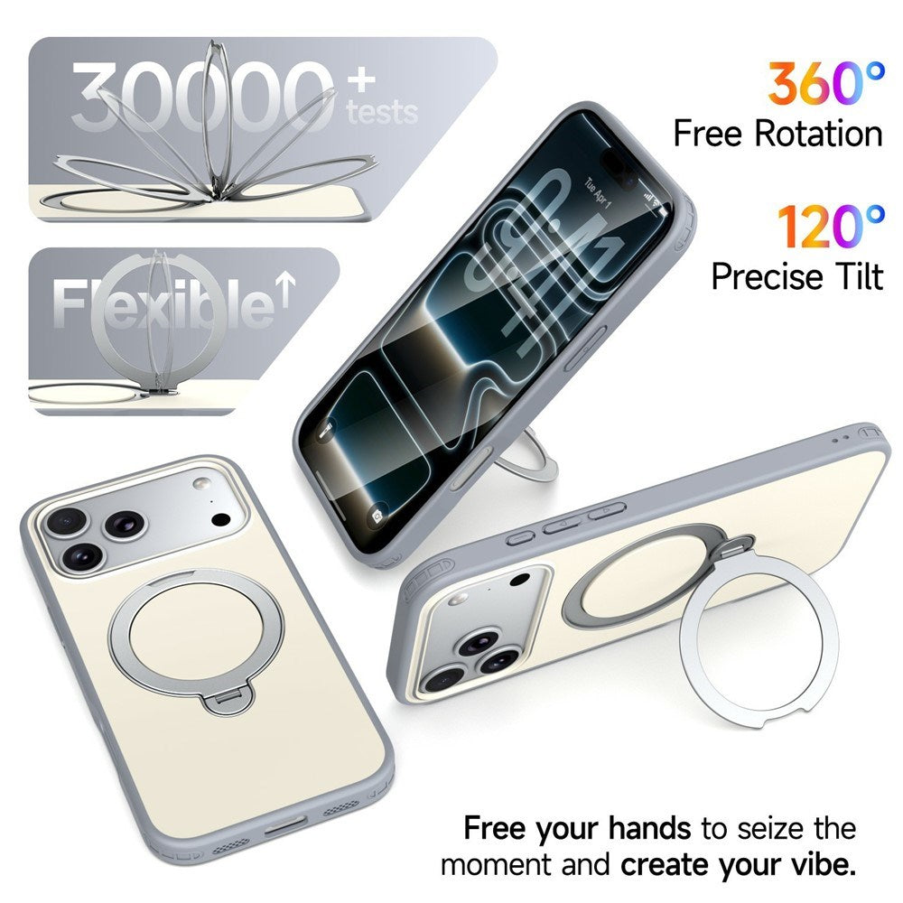 iPhone 18 Pro Max / 17 Pro Max EIDERWOOD Hybrid Plast Deksel m. Roterende Kickstand - MagSafe Kompatibel - Hvit