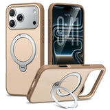 iPhone 18 Pro Max / 17 Pro Max EIDERWOOD Hybrid Plast Deksel m. Roterende Kickstand - MagSafe Kompatibel - Beige