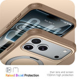 iPhone 18 Pro Max / 17 Pro Max EIDERWOOD Hybrid Plast Deksel m. Roterende Kickstand - MagSafe Kompatibel - Beige