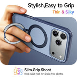 iPhone 18 Pro Max / 17 Pro Max EIDERWOOD Hybrid Plast Deksel m. Roterende Kickstand - MagSafe Kompatibel - Blå