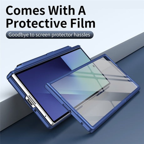 Samsung Galaxy Z Fold8 Hard Plast Deksel m. Skjermbeskytter & Støttefunksjon - Mørkeblå