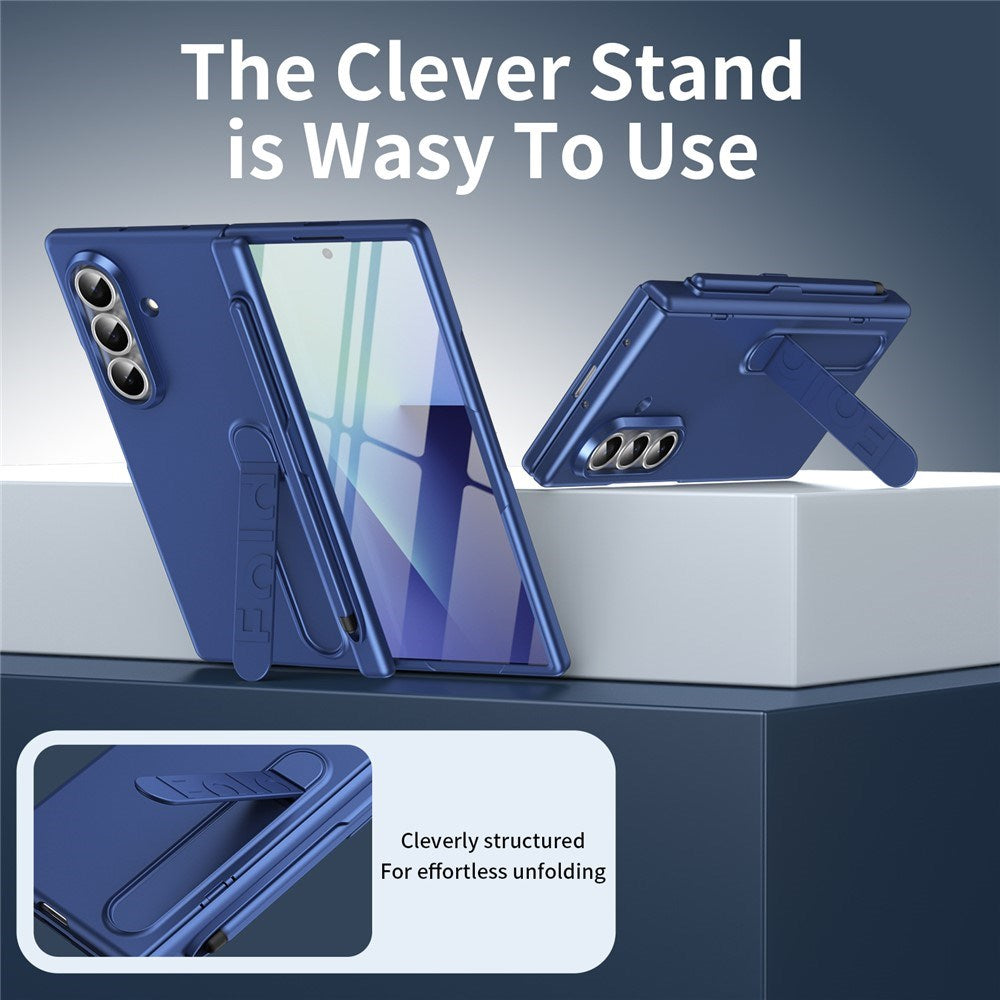 Samsung Galaxy Z Fold8 Ultra Hard Plast Deksel m. Skjermbeskytter & Støttefunksjon - Mørkeblå