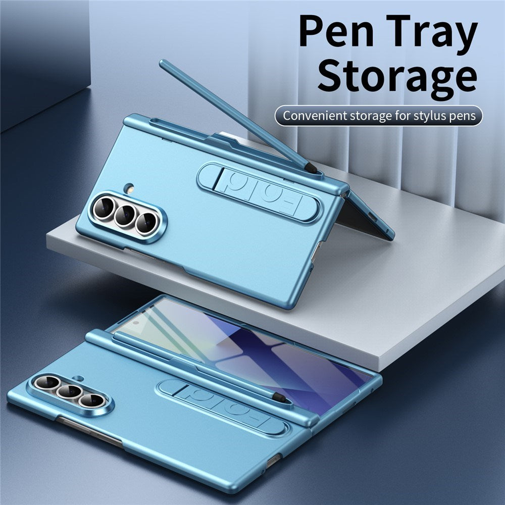 Samsung Galaxy Z Fold8 Ultra Hard Plast Deksel m. Skjermbeskytter & Støttefunksjon - Lyseblå