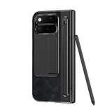Google Pixel 11 Pro Fold EIDERWOOD Kunstskinndeksel med Herdet Glass – Svart
