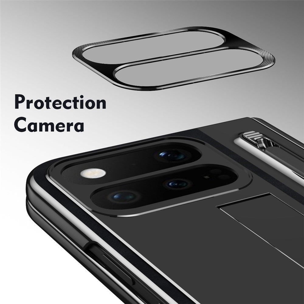 Google Pixel 11 Pro Fold EIDERWOOD Kunstskinndeksel med Herdet Glass – Svart