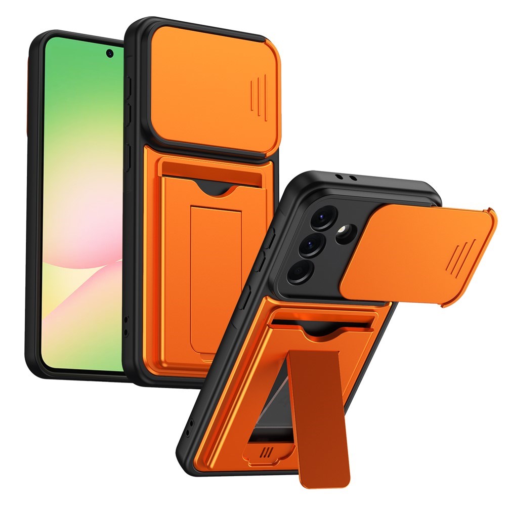 Samsung Galaxy A27 EIDERWOOD Hybrid Håndverker Deksel m. Kortholder & Cam Slider - Oransje