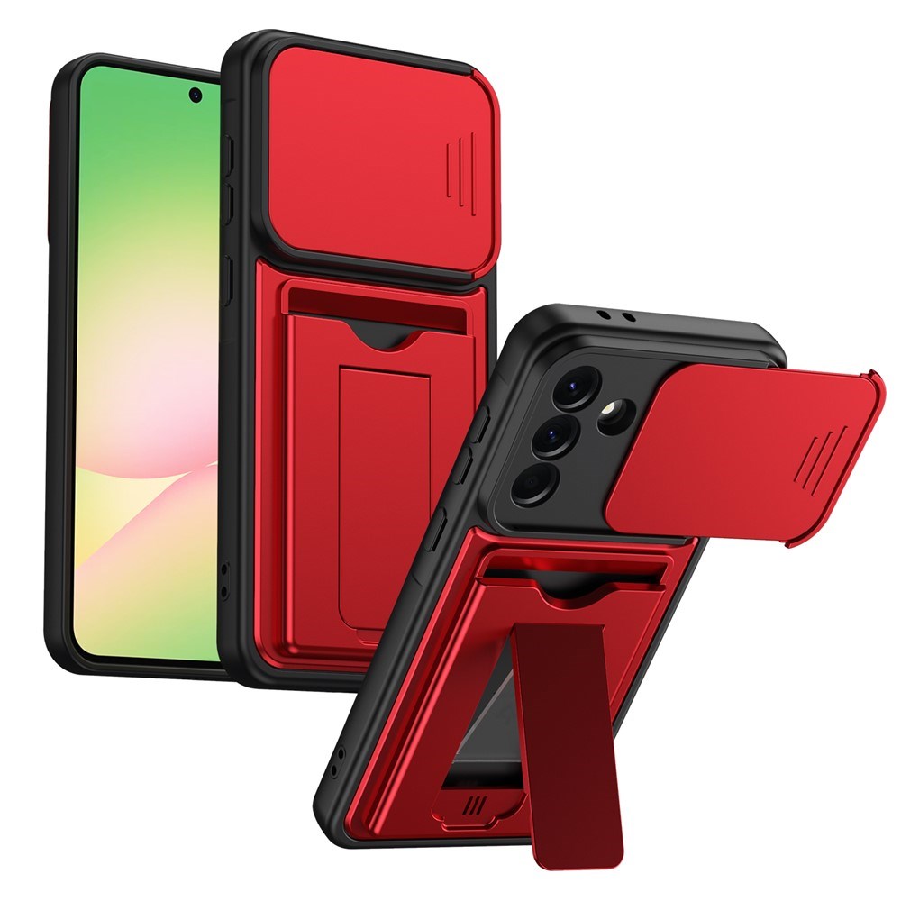 Samsung Galaxy A27 EIDERWOOD Hybrid Håndverker Deksel m. Kortholder & Cam Slider - Rød