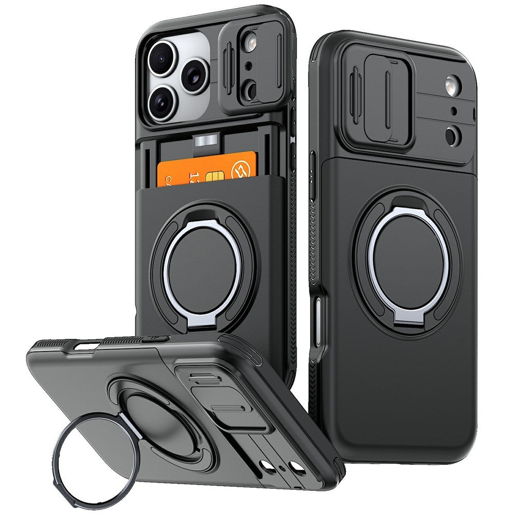 iPhone 18 Pro / 17 Pro EIDERWOOD Hybrid Håndverker Deksel m. Kortholder & Cam Slider - MagSafe Kompatibel - Svart