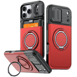 iPhone 18 Pro / 17 Pro EIDERWOOD Hybrid Håndverker Deksel m. Kortholder & Cam Slider - MagSafe Kompatibel - Rød