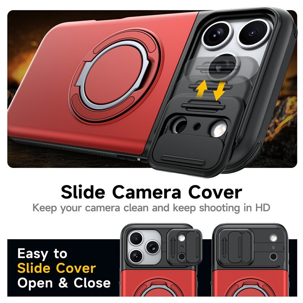 iPhone 18 Pro / 17 Pro EIDERWOOD Hybrid Håndverker Deksel m. Kortholder & Cam Slider - MagSafe Kompatibel - Rød