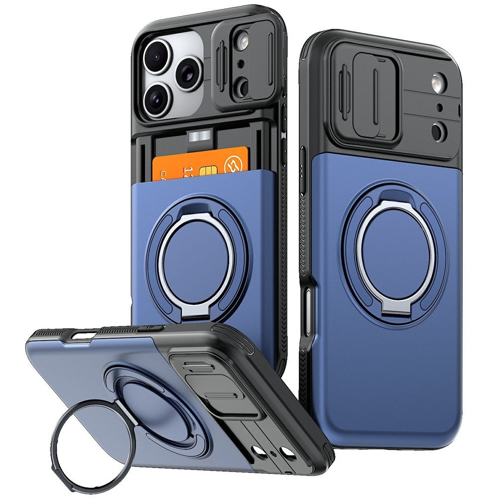 iPhone 18 Pro / 17 Pro EIDERWOOD Hybrid Håndverker Deksel m. Kortholder & Cam Slider - MagSafe Kompatibel - Blå
