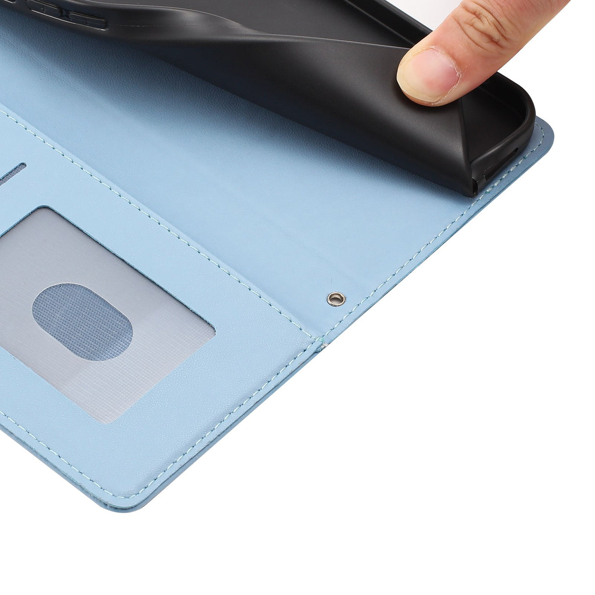 iPhone 18 Pro / 17 Pro Flippdeksel med 3D-Katteører - Kortholder & Stativfunksjon - Blå