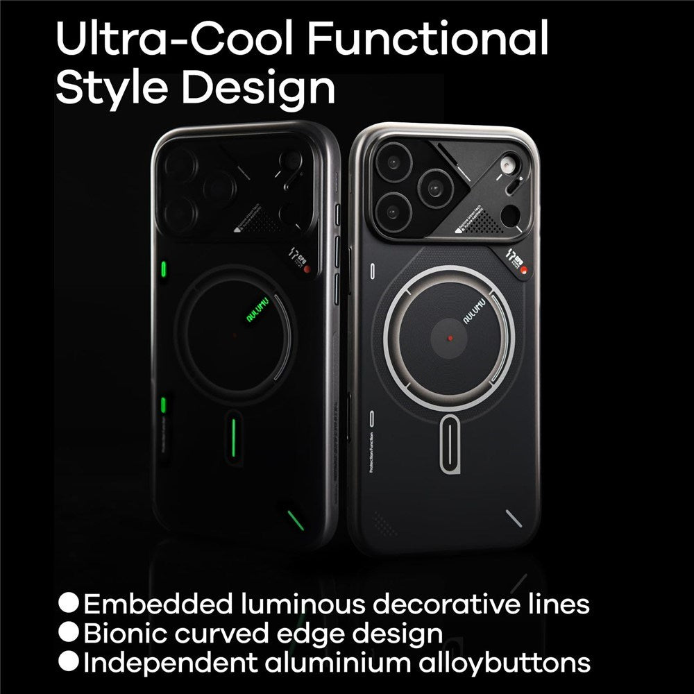 iPhone 17 Pro Max AULUMU Luminous Fleksibelt Plast Deksel – MagSafe Kompatibel – Svart