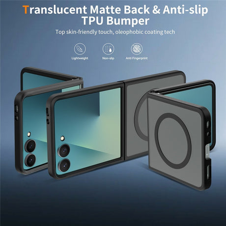 Samsung Galaxy Z Flip8 Matt Fleksibelt Plast Deksel - MagSafe Kompatibel - Svart