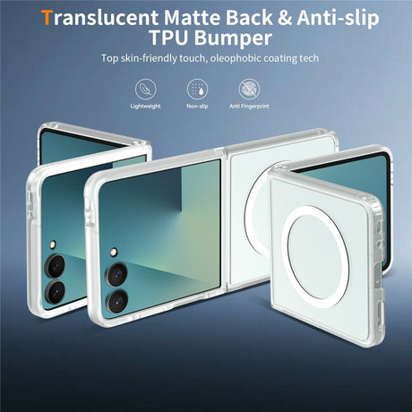 Samsung Galaxy Z Flip8 Matt Fleksibelt Plast Deksel - MagSafe Kompatibel - Gjennomsiktig