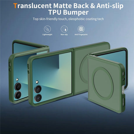 Samsung Galaxy Z Flip8 Matt Fleksibelt Plast Deksel - MagSafe Kompatibel - Grønn