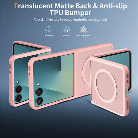 Samsung Galaxy Z Flip8 Matt Fleksibelt Plast Deksel - MagSafe Kompatibel - Rosa