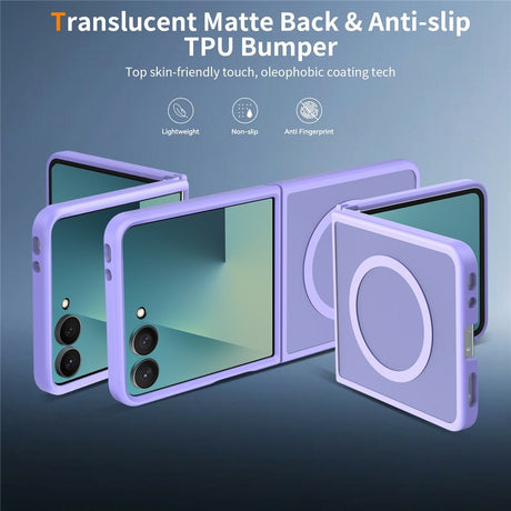Samsung Galaxy Z Flip8 Matt Fleksibelt Plast Deksel - MagSafe Kompatibel - Lilla