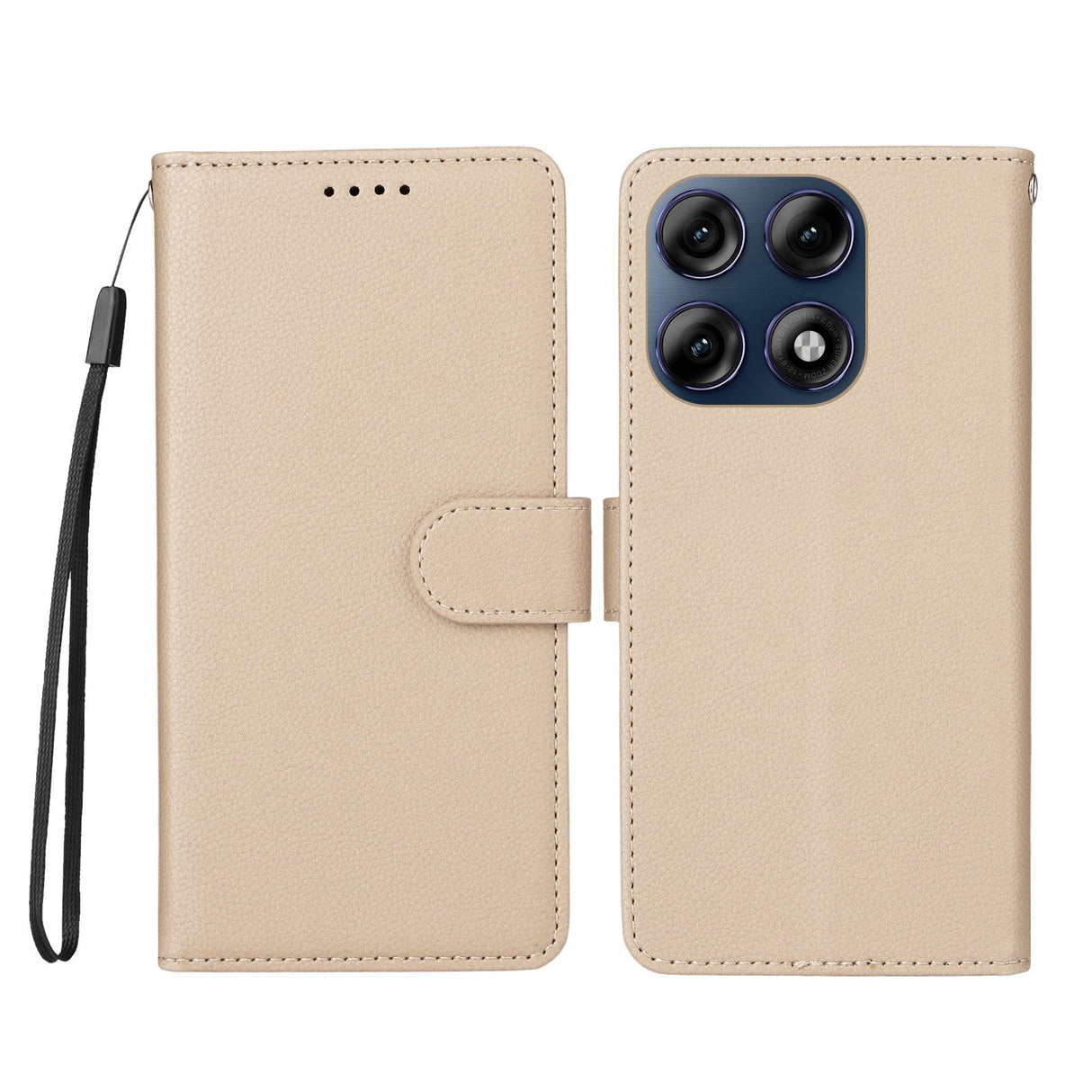 Motorola Edge 70 Pro EIDERWOOD Kunstskinn Flip Deksel m. Stropp - Beige