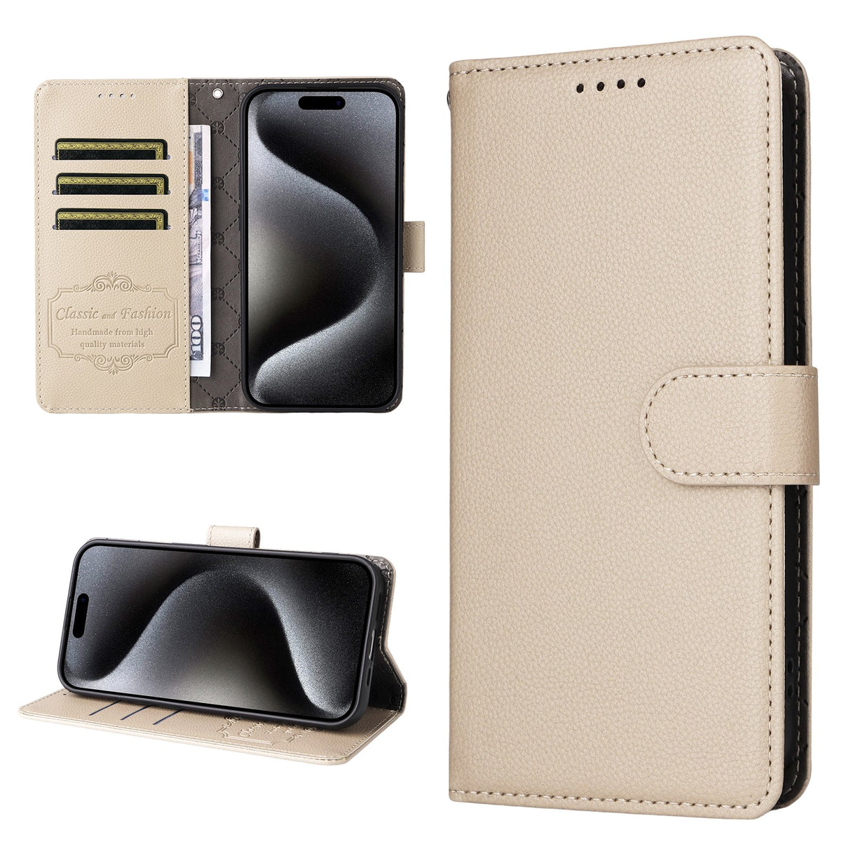 Motorola Edge 70 Pro EIDERWOOD Kunstskinn Flip Deksel m. Stropp - Beige