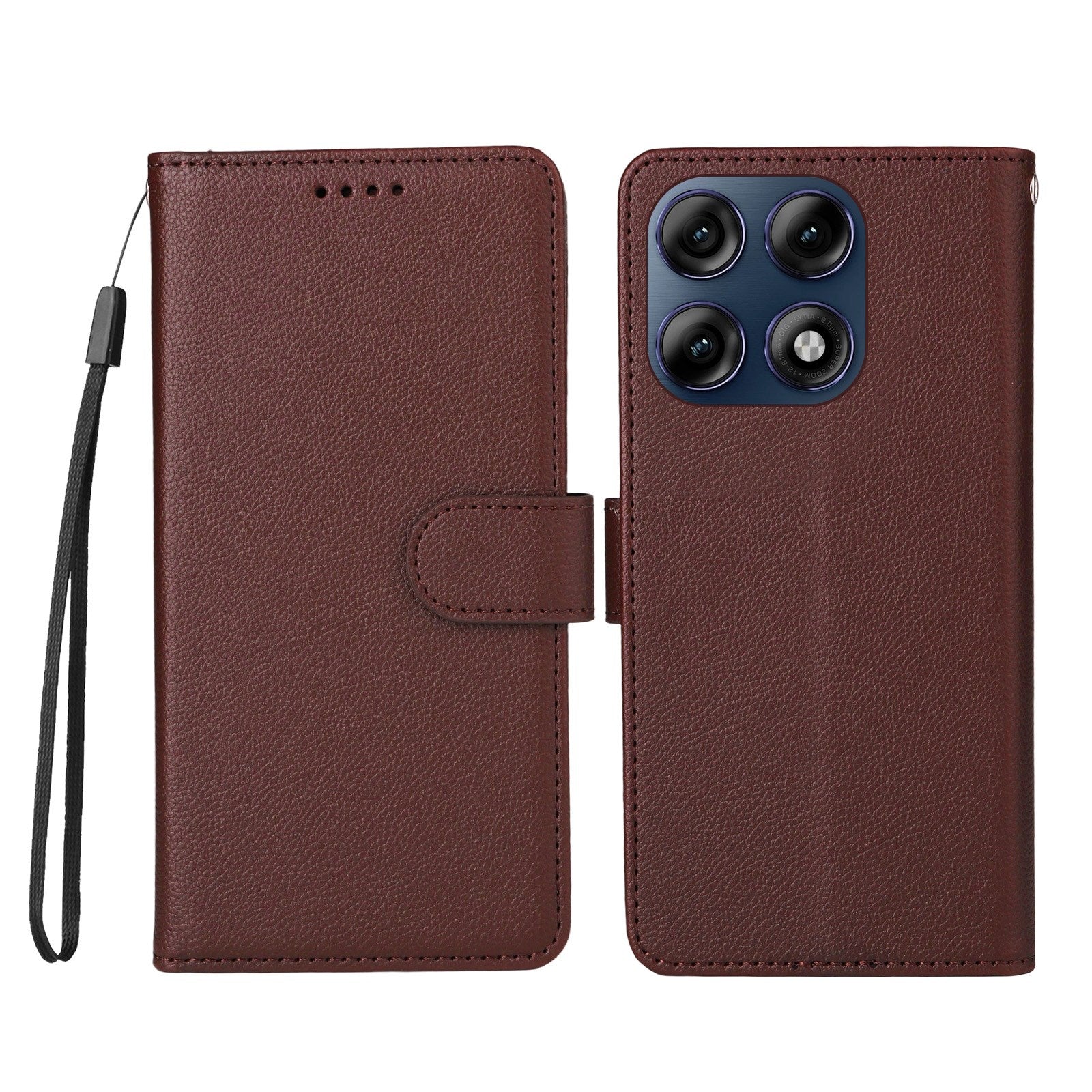 Motorola Edge 70 Pro EIDERWOOD Kunstskinn Flip Deksel m. Stropp - Brun