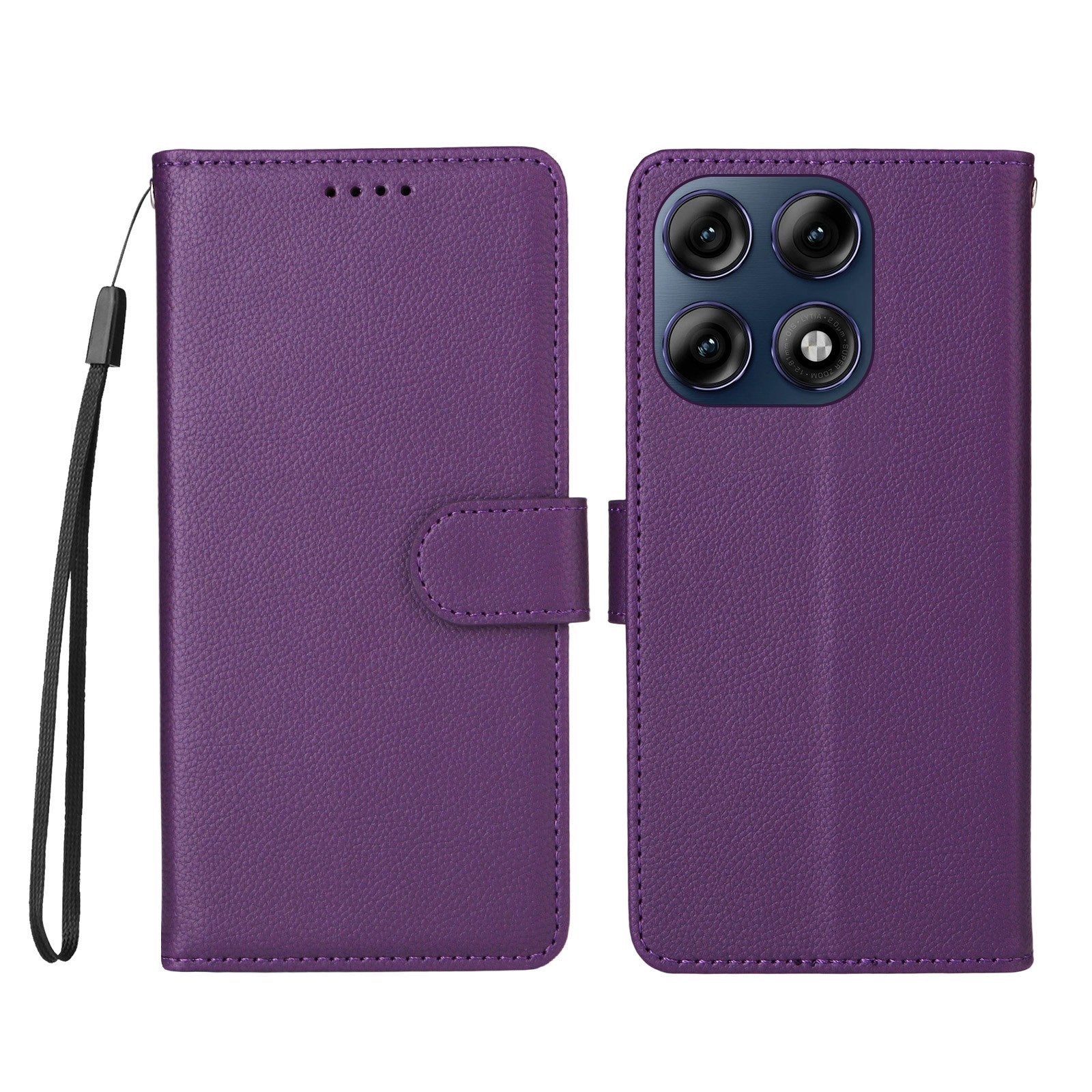 Motorola Edge 70 Pro EIDERWOOD Kunstskinn Flip Deksel m. Stropp - Lilla