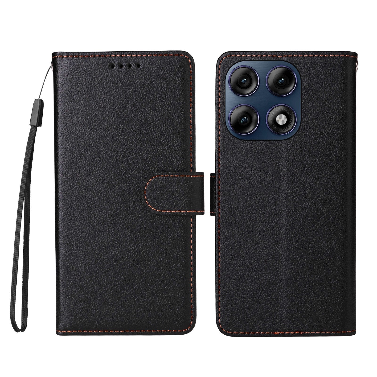 Motorola Edge 70 Pro EIDERWOOD Kunstskinn Flip Deksel m. Stropp - Svart