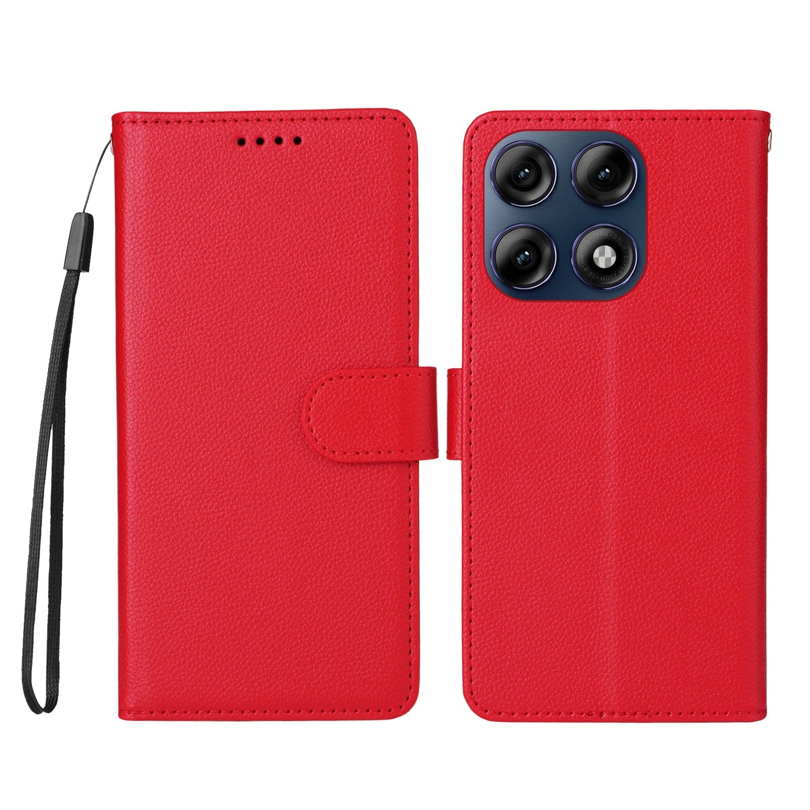 Motorola Edge 70 Pro EIDERWOOD Kunstskinn Flip Deksel m. Stropp - Rød