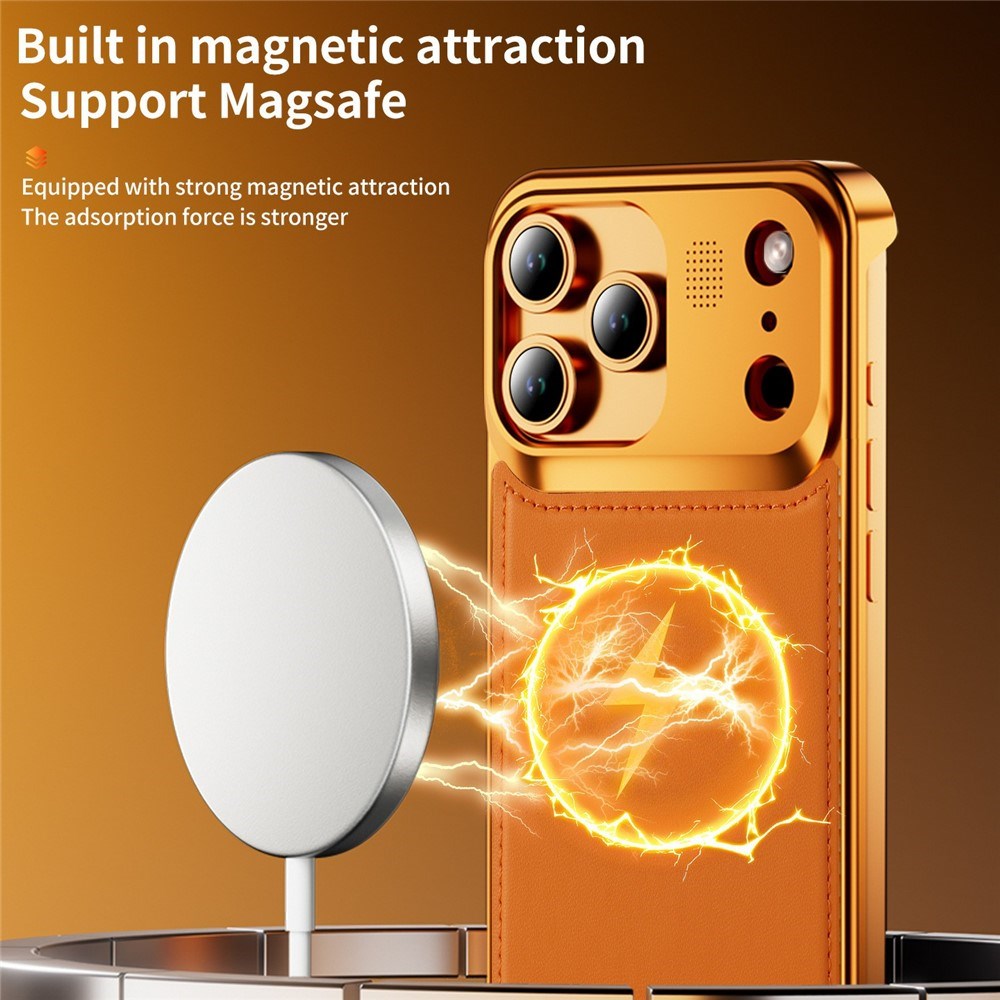 iPhone 17 Pro EIDERWOOD Stilig Metalldeksel med Kunstskinn – Svart