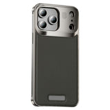 iPhone 17 Pro EIDERWOOD Stilig Metalldeksel med Kunstskinn – Sølv / Grå