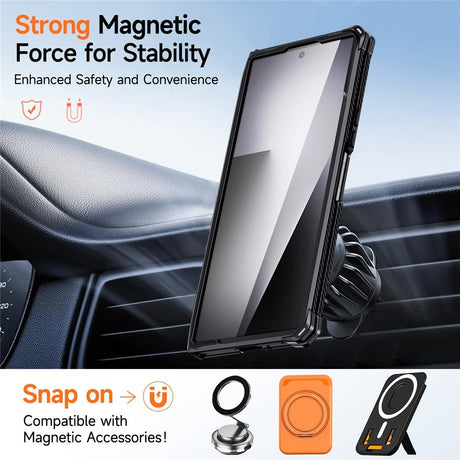 Samsung Galaxy Z Fold8 Ultra / Fold7 EIDERWOOD Håndverker Deksel med Indbygget Kickstand - MagSafe Kompatibel - Svart / Grå