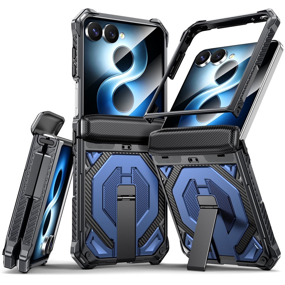 Samsung Galaxy Z Flip8 / Flip7 EIDERWOOD Håndverker Deksel med Indbygget Kickstand - MagSafe Kompatibel - Svart / Blå
