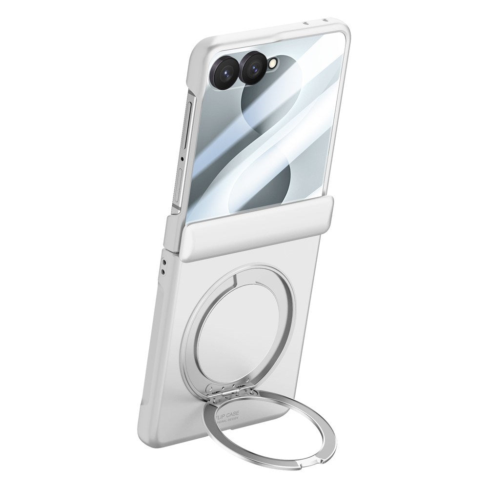 Samsung Galaxy Z Flip8 EIDERWOOD Deksel - Innebygd Skjermbeskyttelse & Stativfunksjon - Sølv