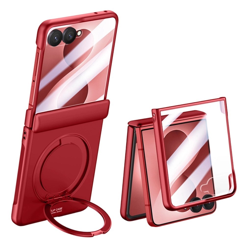 Samsung Galaxy Z Flip8 EIDERWOOD Deksel - Innebygd Skjermbeskyttelse & Stativfunksjon - Rød