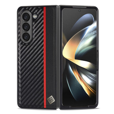 Samsung Galaxy Z Fold8 Ultra LC.IMEEKE Kunstskinn Deksel med Karbonfiber - Svart