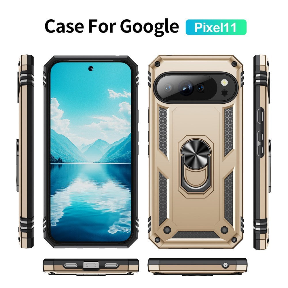 Google Pixel 11 / 11 Pro EIDERWOOD Håndverkerdeksel med 360 Graders Roterbar Støtte - Gull