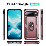 Google Pixel 11 / 11 Pro EIDERWOOD Håndverkerdeksel med 360 Graders Roterbar Støtte - Rose Gold