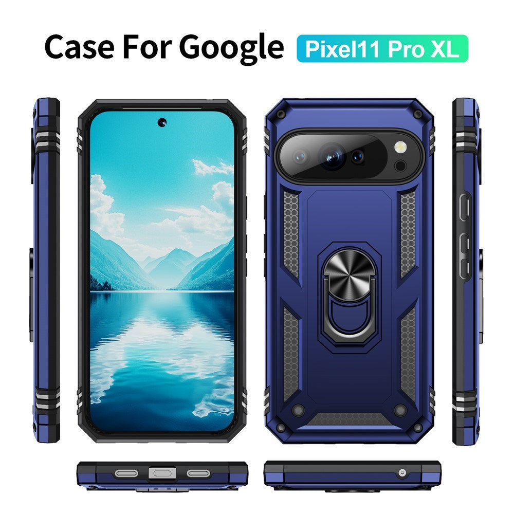 Google Pixel 11 Pro XL EIDERWOOD Håndverkerdeksel med 360 Graders Roterbar Støtte - Blå