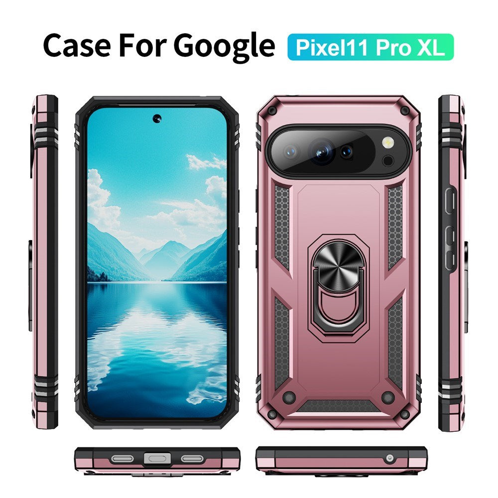 Google Pixel 11 Pro XL EIDERWOOD Håndverkerdeksel med 360 Graders Roterbar Støtte - Rose Gold