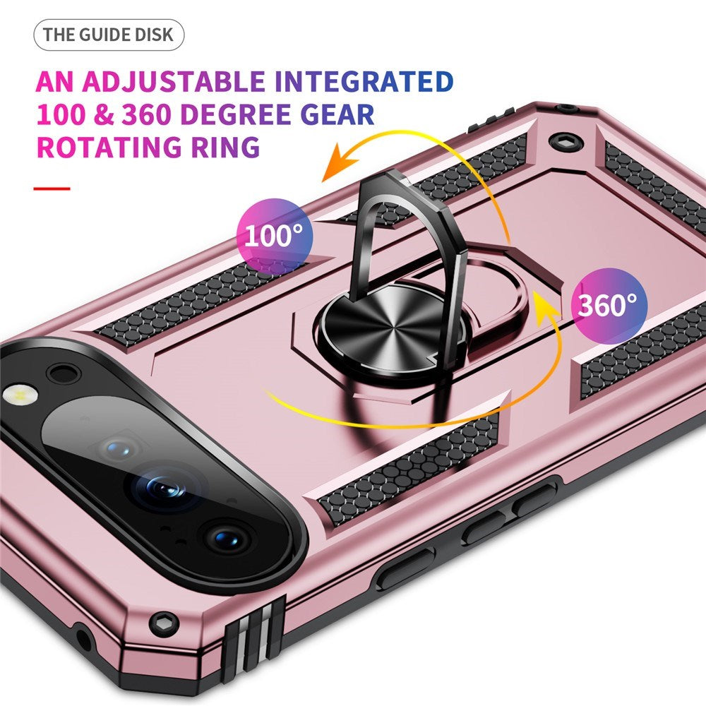 Google Pixel 11 Pro XL EIDERWOOD Håndverkerdeksel med 360 Graders Roterbar Støtte - Rose Gold