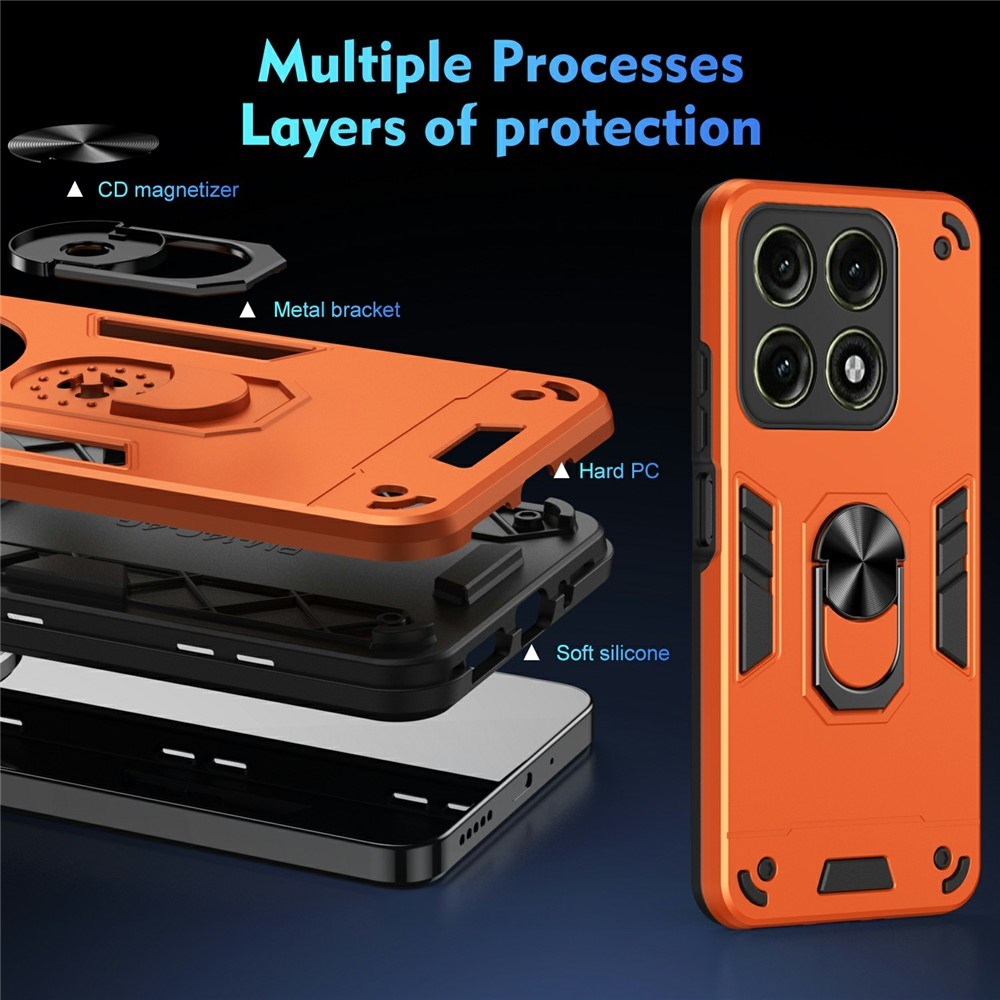 Motorola Edge 70 Pro EIDERWOOD Magnetisk Hybrid Håndverker Deksel m. Kickstand - Oransje