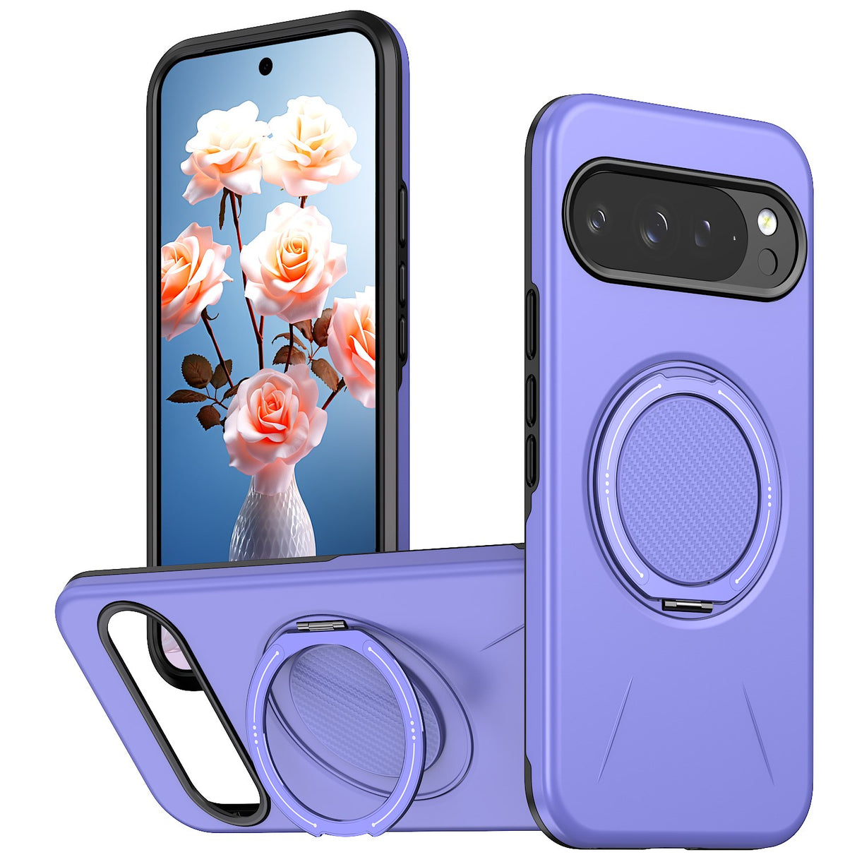 Google Pixel 11 / 11 Pro EIDERWOOD Hybrid Plast Deksel med Roterende Kickstand - MagSafe Kompatibel - Lilla