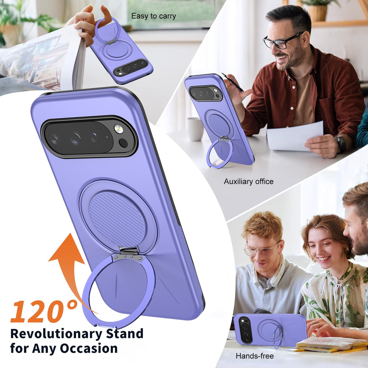 Google Pixel 11 / 11 Pro EIDERWOOD Hybrid Plast Deksel med Roterende Kickstand - MagSafe Kompatibel - Lilla