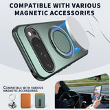Google Pixel 11 / 11 Pro EIDERWOOD Hybrid Plast Deksel med Roterende Kickstand - MagSafe Kompatibel - Grønn