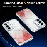 Samsung Galaxy S26 FE EIDERWOOD Hybrid Deksel med Glitter & Kamerastativ - Gjennomsiktig / Oransje