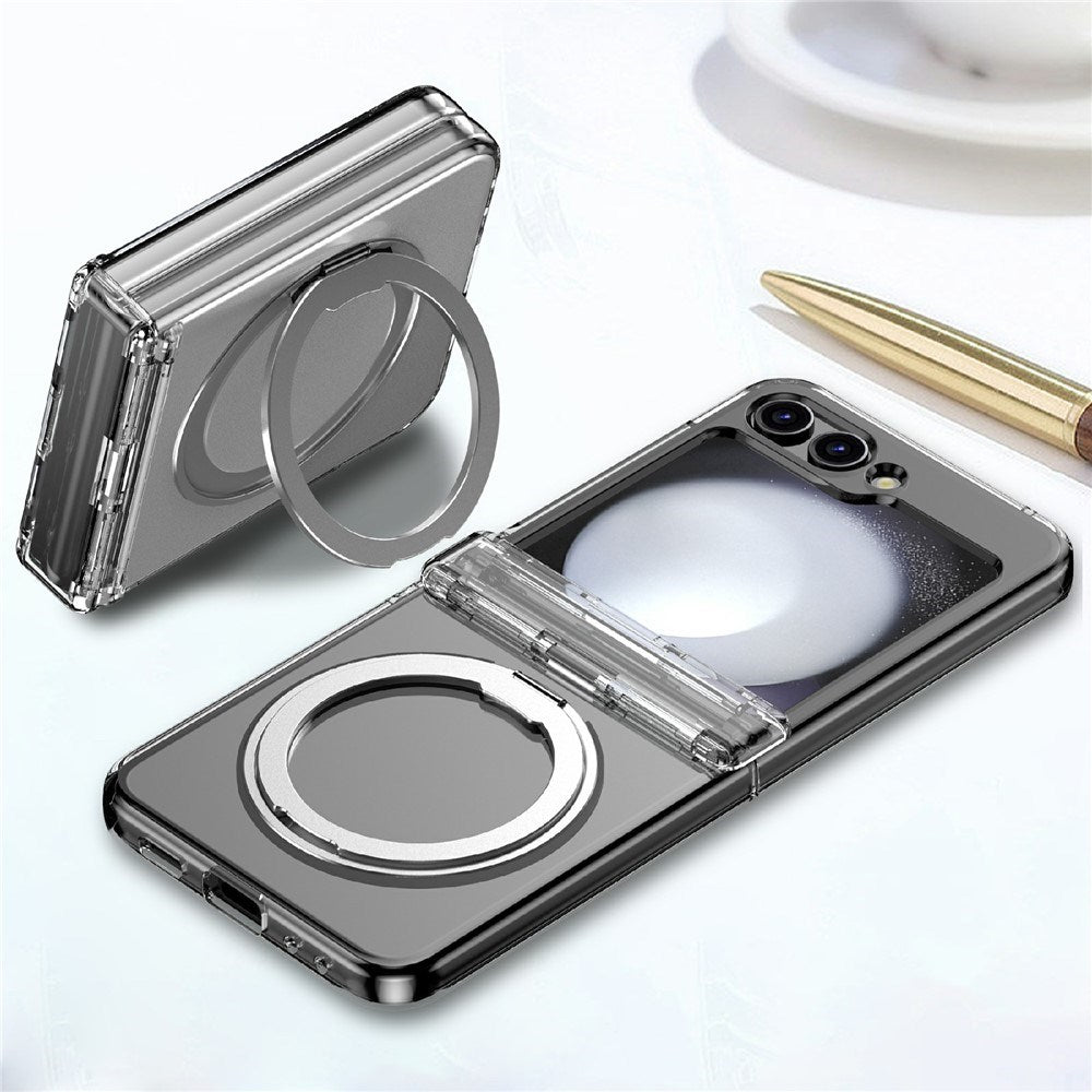 Samsung Galaxy Z Flip8 EIDERWOOD Hårdt Plast Deksel med Ståfunksjon - MagSafe Kompatibel - Gjennomsiktig